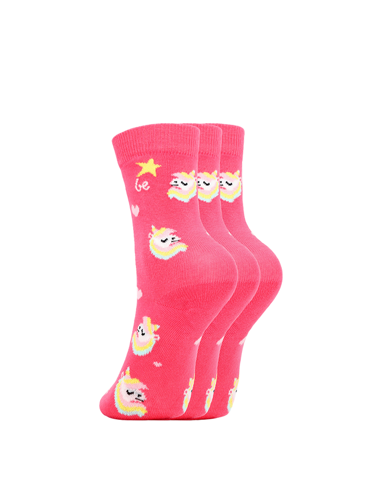 Baskāju zeķes bērniem - Be Lenka - Crew - Unicorn - BubleGum Pink (iepakojumā 3 pāri)