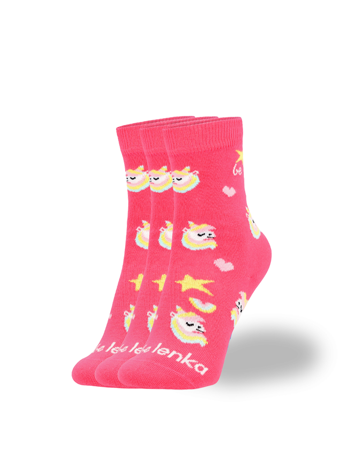Baskāju zeķes bērniem - Be Lenka - Crew - Unicorn - BubleGum Pink (iepakojumā 3 pāri)